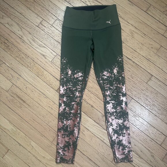 PUMA Premium Olive and Rose Gold Wide Waistband Leggings Size XS - Picture 2 of 6